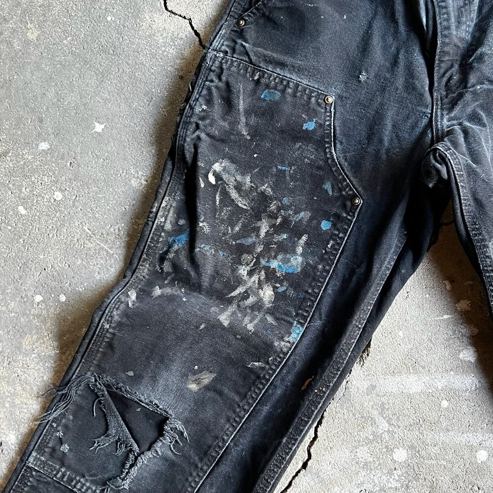 Carhartt faded black double knee work wear carpenter pants - Picture 10 of 12